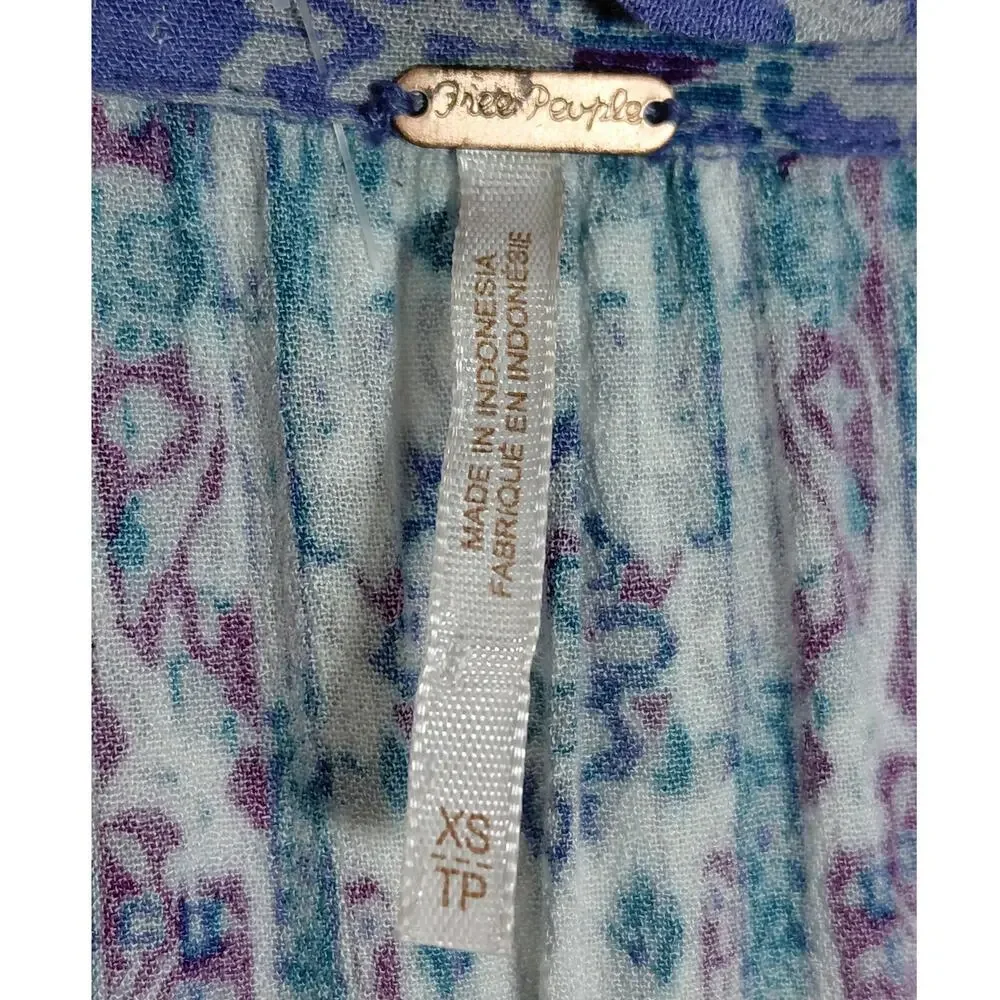 Free People Purple Graphic Lightweight Top Women Size XS